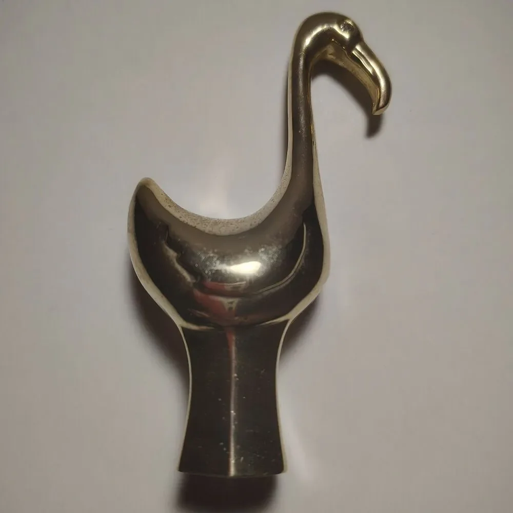 Vintage Chrome Swan Goose Finial Rhinestone Eye Mid Century Decorative Topper